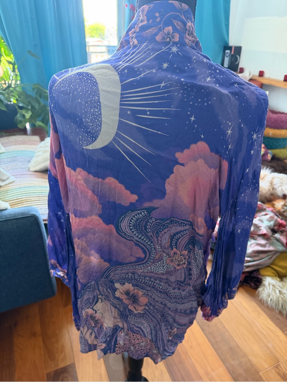Spell Purple Moon & Cloud Print Cape